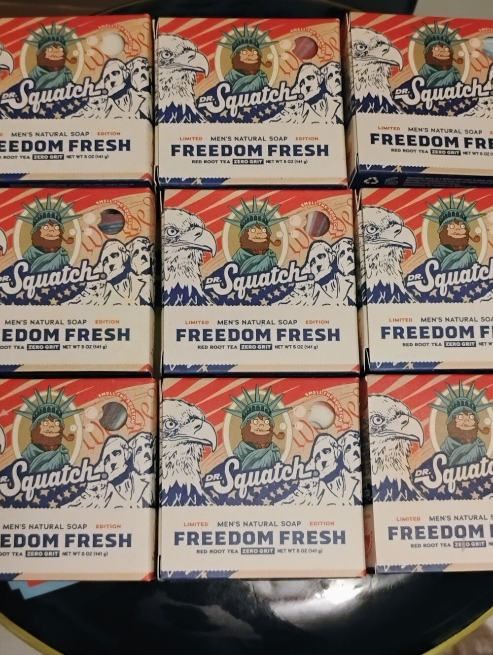 Lot of 9 Dr Squatch Freedom Fresh Limited Edition Bar Soap 5oz EA Zero Grit